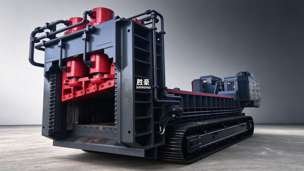 Crawler scrap shear machine for metal recycling
