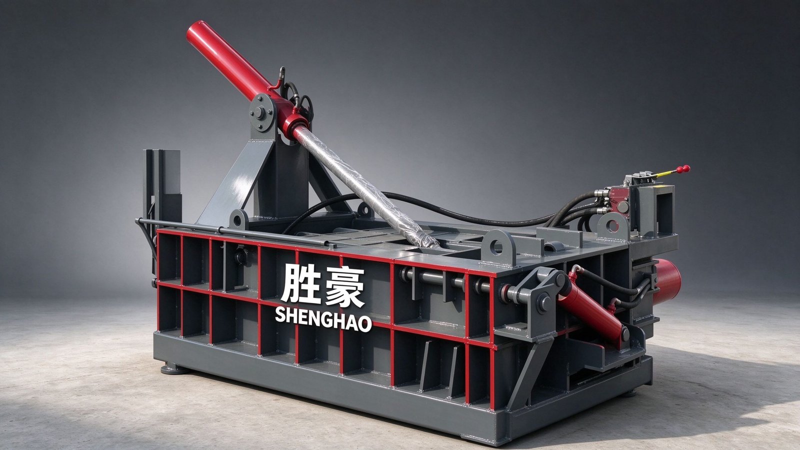 Hydraulic metal baler machine for scrap metal recycling